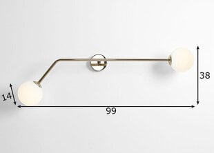 Sienas lampa Pure, zelta toņa, 2x 40 W цена и информация | Настенные светильники | 220.lv