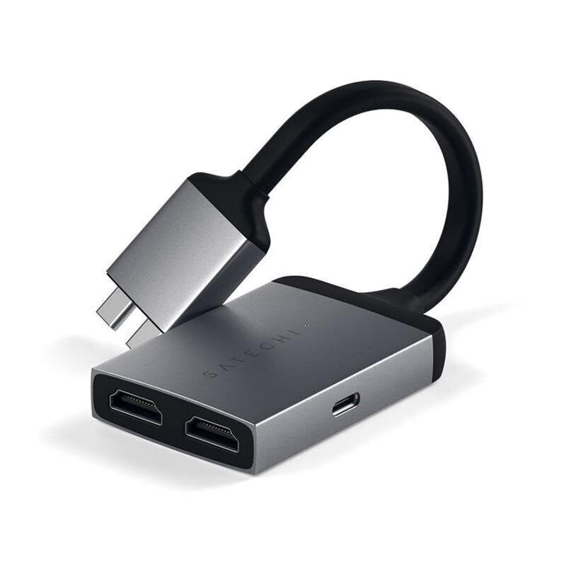 USB adapteris Hub Satechi USB-C 2xHDMI Space Grey cena un informācija | Adapteri un USB centrmezgli | 220.lv