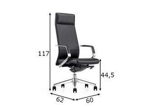 Darba krēsls, melnas ādas, hromēta kāja un roku balsti cena un informācija | Biroja krēsli | 220.lv