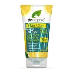 Poras sašaurinoša sejas mazgāšanas želeja Dr. Organic Skin Clear Deep Pore Face Wash, 125 ml cena un informācija | Sejas ādas kopšana | 220.lv