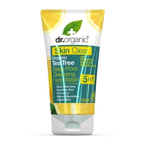 Poras sašaurinoša sejas mazgāšanas želeja Dr. Organic Skin Clear Deep Pore Face Wash, 125 ml цена и информация | Sejas ādas kopšana | 220.lv