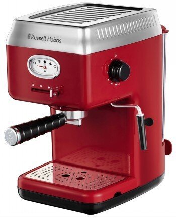 Pusautomātiskais kafijas automāts Russell Hobbs Retro espresso kafijas  automāts, Ar manuālo piena putošanu cena | 220.lv