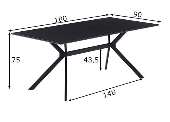 Pusdienu galds, 90 x 180 cm, pelēks cena un informācija | Virtuves galdi, ēdamgaldi | 220.lv