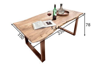 Ēdamistabas galds Tische, 220 x 100 cm, brūnas kājas cena un informācija | Virtuves galdi, ēdamgaldi | 220.lv