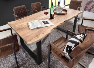 Ēdamistabas galds Tische, 220 x 100 cm, melnas kājas cena un informācija | Virtuves galdi, ēdamgaldi | 220.lv