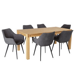 Обеденный стол Chicago New с 6 стульями, коричневый/серый цена и информация | Комплекты мебели для столовой | 220.lv