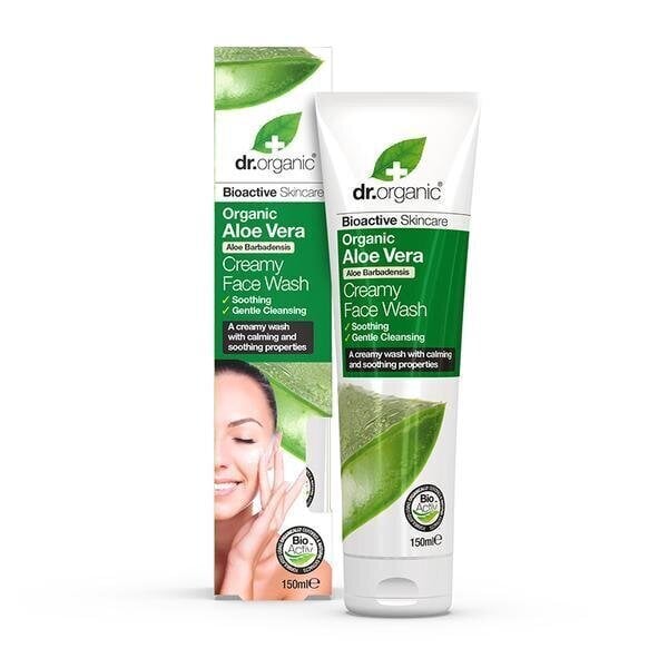 Nomierinošs sejas attīrīšanas krēms Dr. Organic Aloe Vera Creamy Face Wash, 150 ml цена и информация | Sejas ādas kopšana | 220.lv