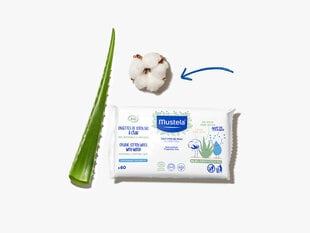 Салфетки из органического хлопка ​с водой Mustela Bio, 60 шт. цена и информация | Одноразовые пеленки и влажные салфетки | 220.lv