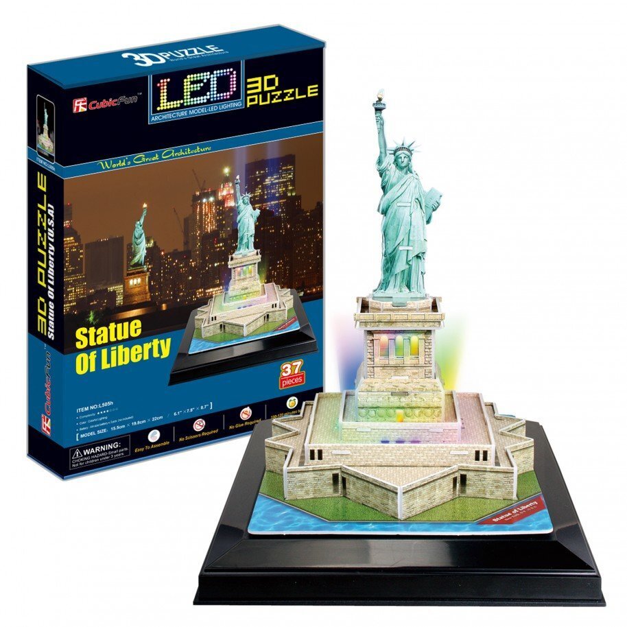 3D puzle CubicFun Brīvības statuja (LED), 37 d. cena un informācija | Puzles, 3D puzles | 220.lv