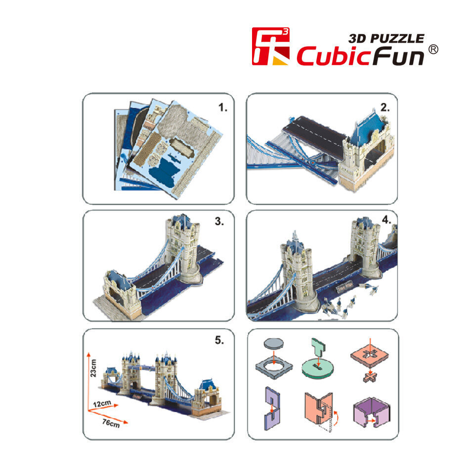 CubicFun 3D puzle Tower Bridge MC066h цена и информация | Puzles, 3D puzles | 220.lv