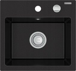 Granīta virtuves izlietne Mexen Milo ar jaucējkrānu un automātisko sifonu, black cena un informācija | Virtuves izlietnes | 220.lv