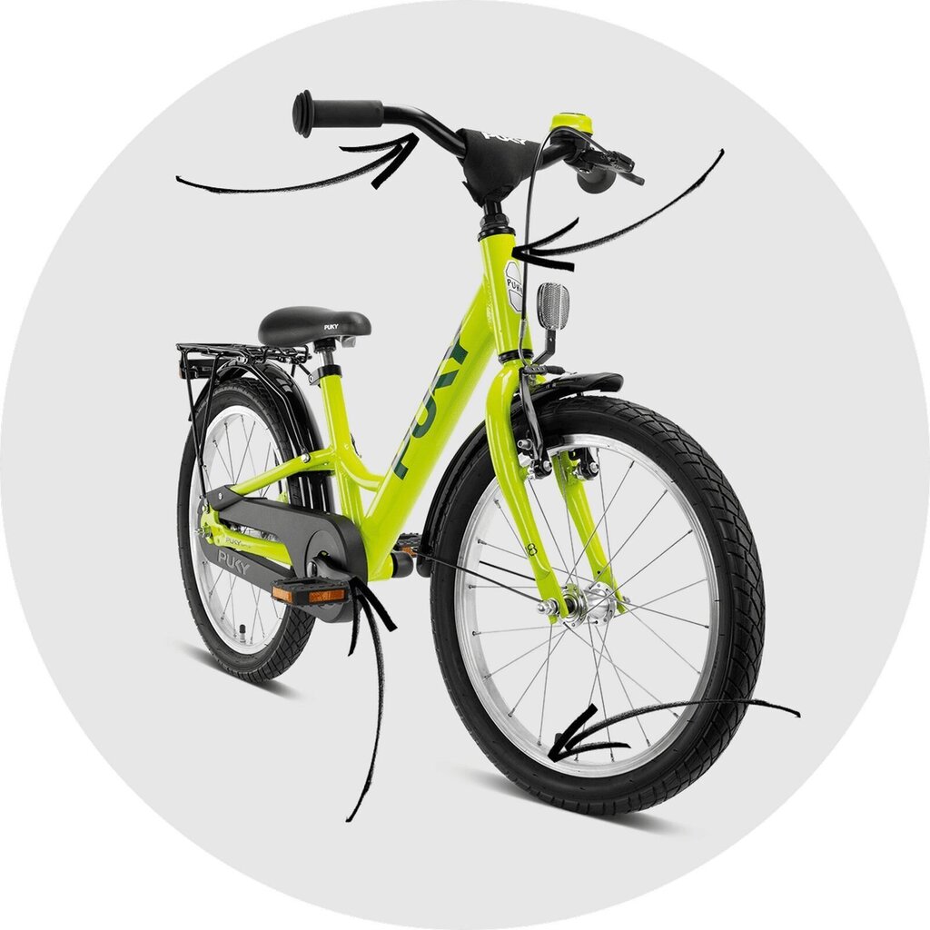 Bērnu velosipēds PUKY Youke 18" 2021, zaļš cena un informācija | Velosipēdi | 220.lv