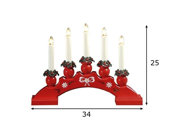 Elektriskais svečturis Sanna, sarkanā krāsā cena un informācija | Ziemassvētku dekorācijas | 220.lv