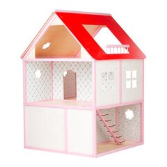 Koka rotaļlieta leļļu māja sarkana cena un informācija | Rotaļlietas meitenēm | 220.lv