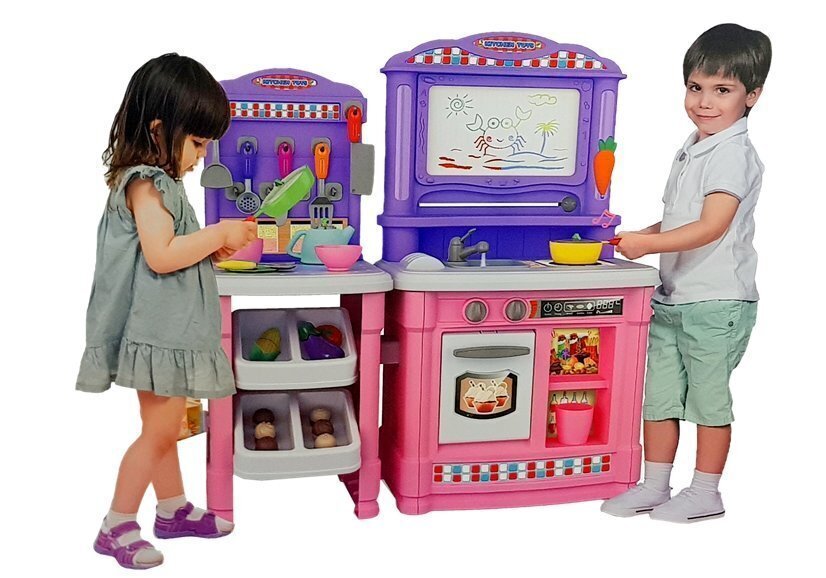 Virtuve ar zīmēšanas dēli un piederumiem, 66 d., rozā cena un informācija | Rotaļlietas meitenēm | 220.lv