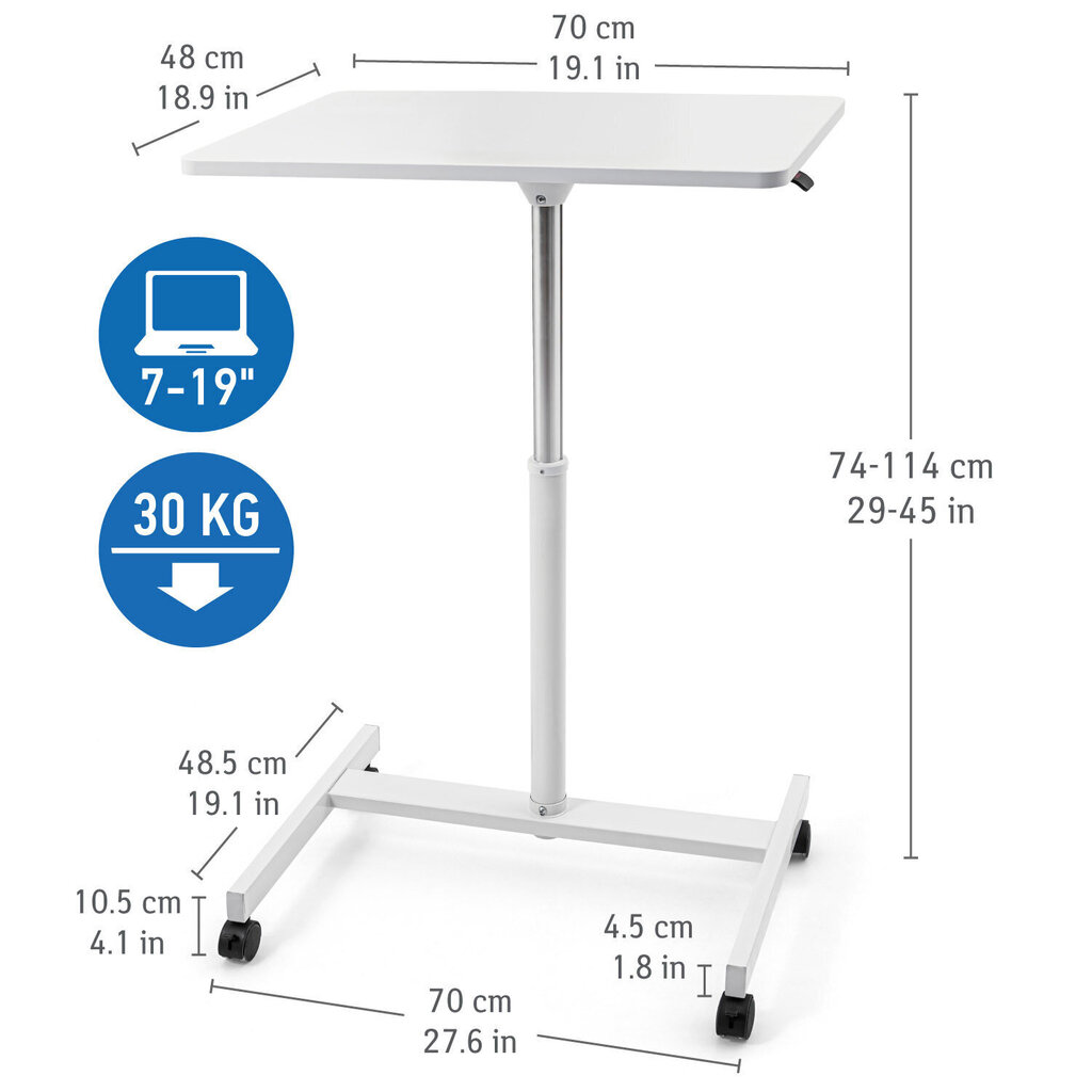 Portatīvā datora galdiņš Tatkraft Trend 70x48cm, balts cena un informācija | Datorgaldi, rakstāmgaldi, biroja galdi | 220.lv