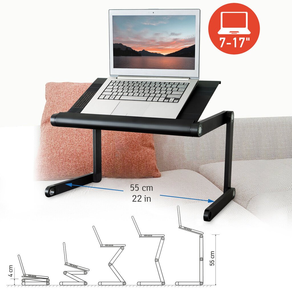 Portatīva datora galdiņš WonderWorker Nobel 45x28,5cm, melns cena un informācija | Datorgaldi, rakstāmgaldi, biroja galdi | 220.lv