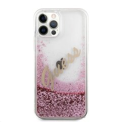 Guess Vintage Cover Pink, piemērots Apple iPhone 12/12 Pro Liquid Glitter, rozā cena un informācija | Telefonu vāciņi, maciņi | 220.lv