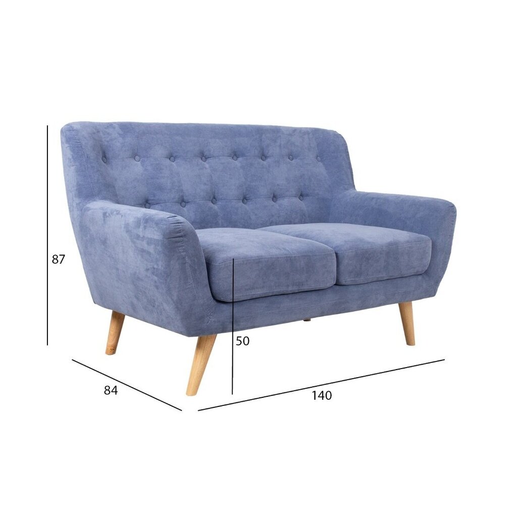 Dīvāns RIHANNA 2-vietīgs 140x84xH87cm, zils audums cena un informācija | Dīvāni | 220.lv