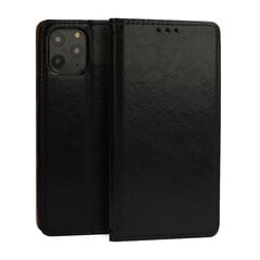Telefona maciņš Leather Book, Samsung Galaxy A12, melns cena un informācija | Telefonu vāciņi, maciņi | 220.lv