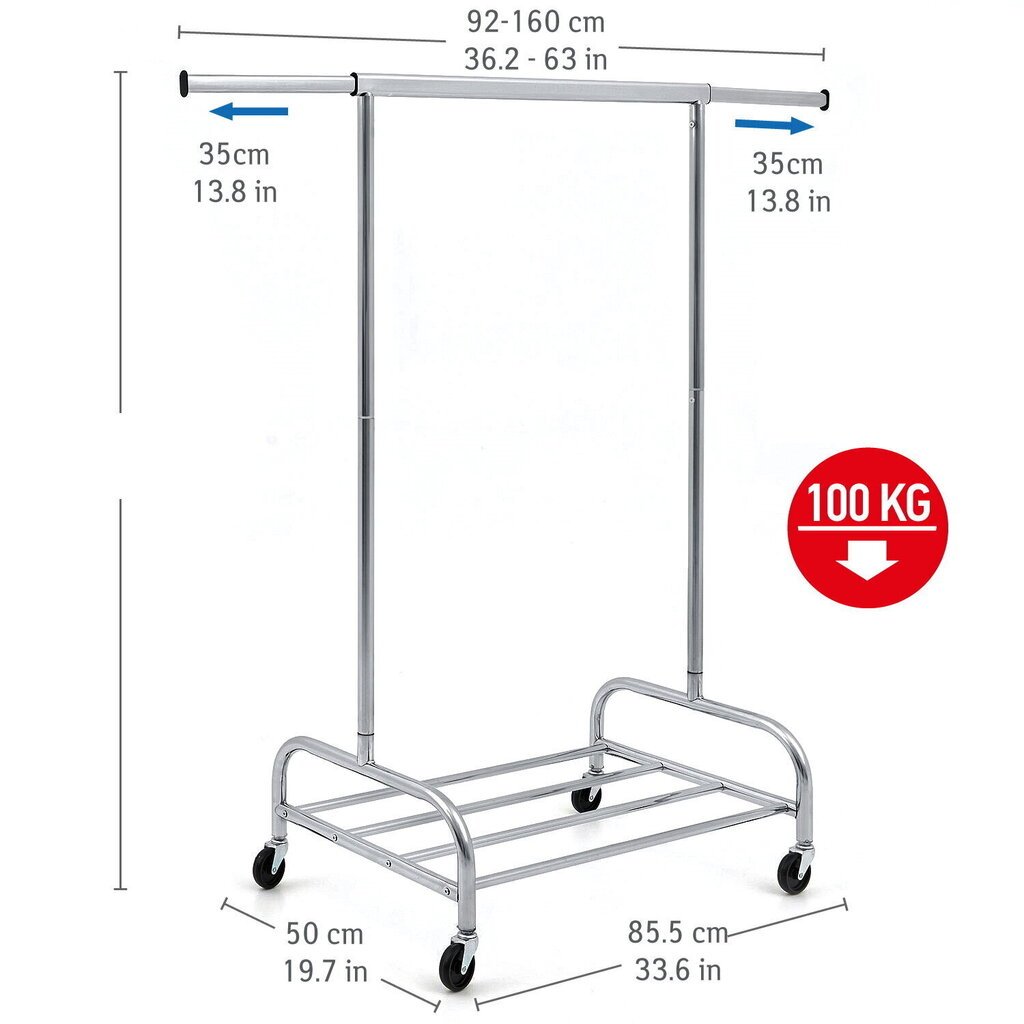 Drēbju pakaramais Tatkraft Tiger 92-160x50cm, sudrabainas krāsas цена и информация | Drēbju pakaramie | 220.lv