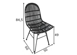 Обеденный стул из ротанга, черный цена и информация | Стулья для кухни и столовой | 220.lv