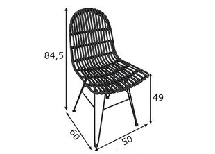 Krēsls Rattan, melnā krāsā цена и информация | Стулья для кухни и столовой | 220.lv