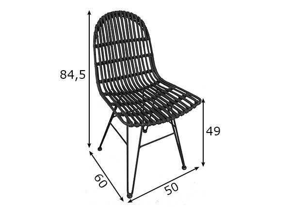 Krēsls Rattan, melnā krāsā цена и информация | Virtuves un ēdamistabas krēsli | 220.lv