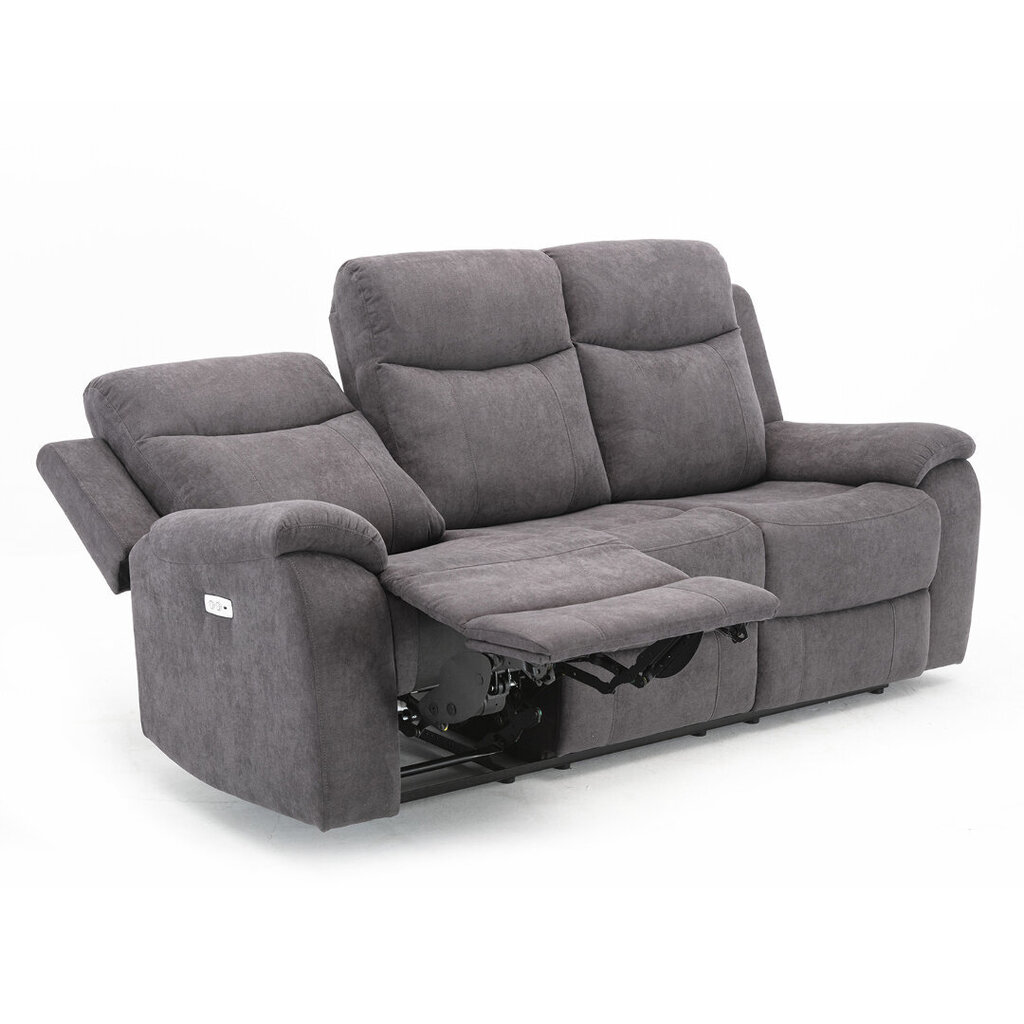 Dīvāns MILO 3-vietīgs 209x96xH103cm, ar elektrisko mehānismu, pelēks cena un informācija | Dīvāni | 220.lv