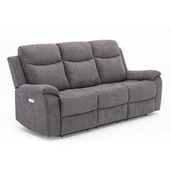 Dīvāns MILO 3-vietīgs 209x96xH103cm, ar elektrisko mehānismu, pelēks cena un informācija | Dīvāni | 220.lv