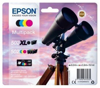 EPSON BINOCULARS MULTIPACK 4 krāsas, 502 XL, melns,/STD. CMY cena un informācija | Tintes kārtridži | 220.lv