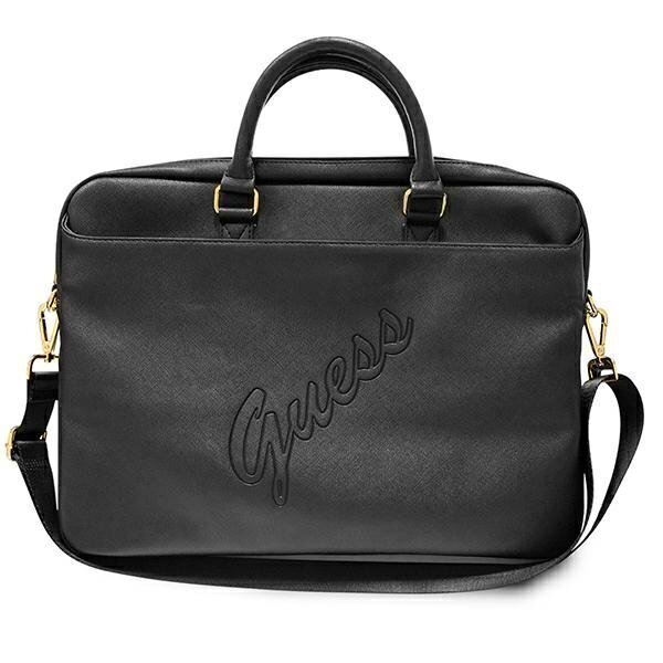 Guess Saffiano Script Black soma datoram, 15" (~38 cm) cena un informācija | Somas portatīvajiem datoriem | 220.lv