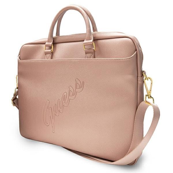 Guess Saffiano Script Pink soma datoram, 15" (~38 cm) cena un informācija | Somas portatīvajiem datoriem | 220.lv