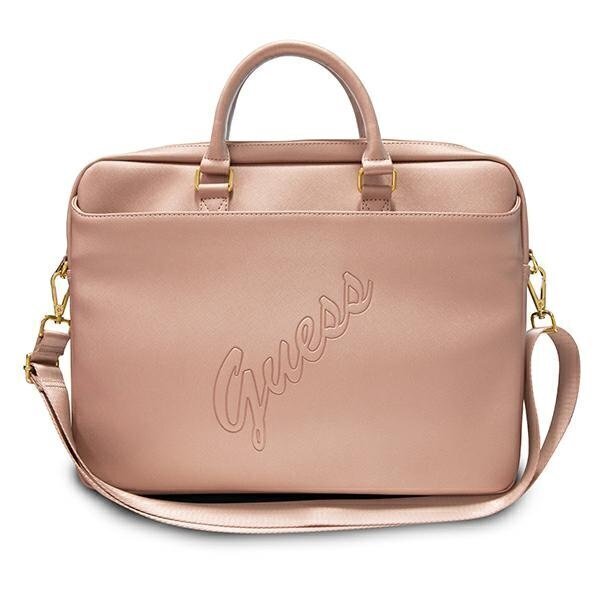 Guess Saffiano Script Pink soma datoram, 15" (~38 cm) cena un informācija | Somas portatīvajiem datoriem | 220.lv