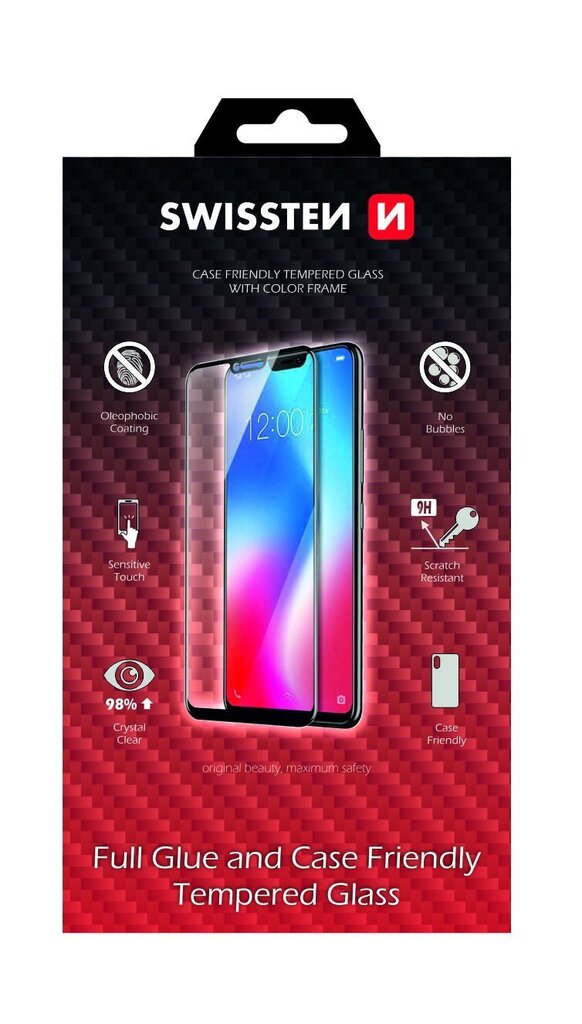 Swissten Full Face 5D Tempered Glass Aizsargstikls Pilnam Ekrānam Samsung Galaxy A52 Melns cena un informācija | Ekrāna aizsargstikli | 220.lv