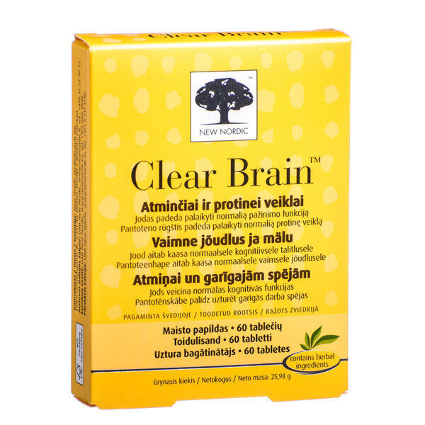 Clear Brain tabletes, N60 cena un informācija | Vitamīni, preparāti, uztura bagātinātāji labsajūtai | 220.lv
