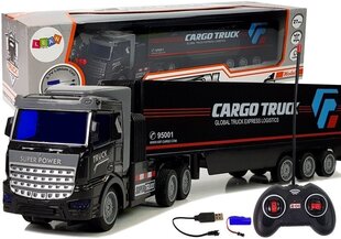 Kravas automašīna ar tālvadības pulti Lean Toys Cargo Truck 1:48, melna, 6 g.+ цена и информация | Игрушки для мальчиков | 220.lv