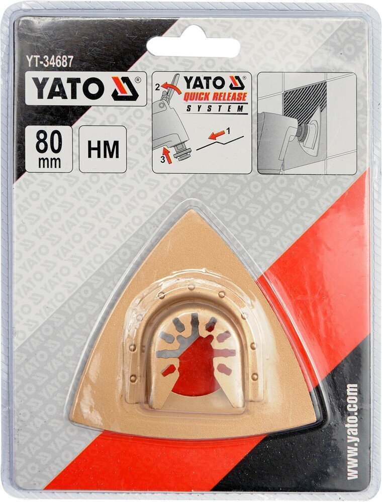 Piederums daudzfunkcionālai ierīcei HM trīsstūris, betonam, keramikai Yato (YT-34687) cena un informācija | Rokas instrumenti | 220.lv