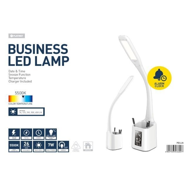 Platinet galda lampa ar pildspalvu turētāju PDLU6 7W (43600) cena un informācija | Galda lampas | 220.lv