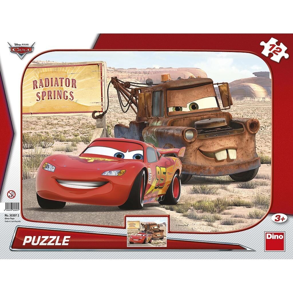 Dino liela puzle rāmī Cars 12 gab. cena un informācija | Puzles, 3D puzles | 220.lv