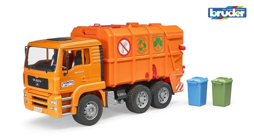 Bruder MAN atkritumu vedējs, oranžs cena un informācija | Rotaļlietas zēniem | 220.lv