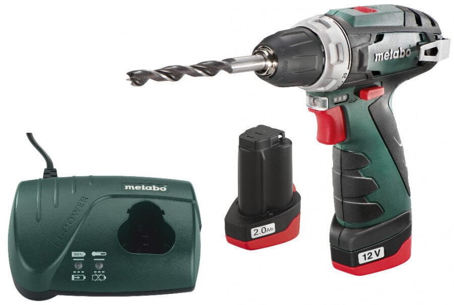 Akumulatora urbjmašīna PowerMaxx BS Basic, kartona kastē/2 x 2,0 Ah, Metabo цена и информация | Skrūvgrieži, urbjmašīnas | 220.lv