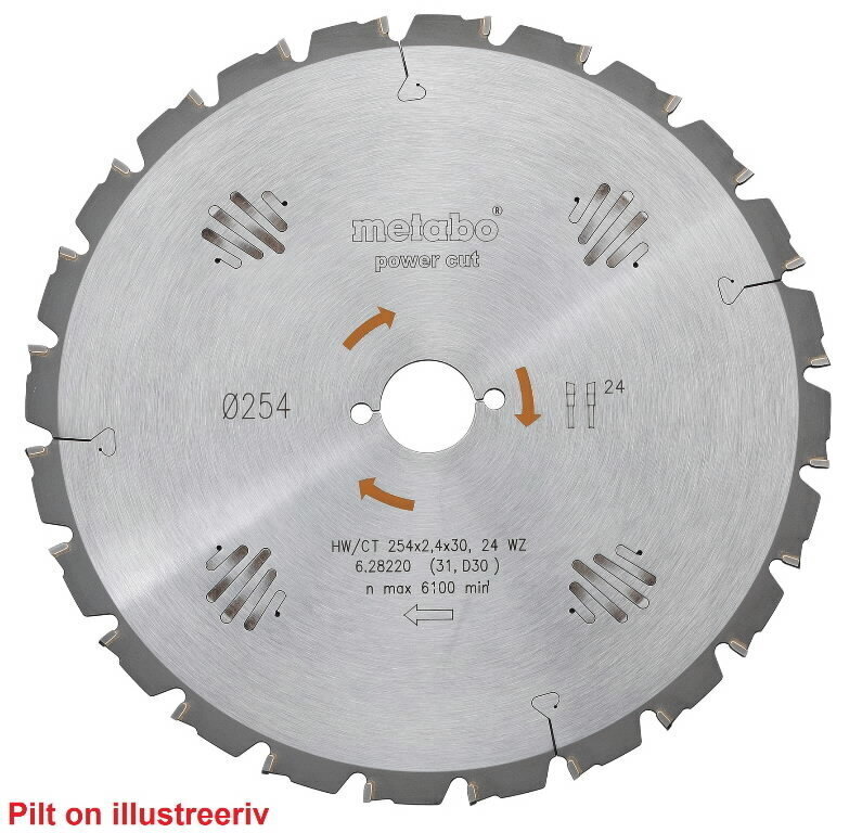 Ripzāģa asmens 315x3,0/2,0x30, z24, WZ, 20°, Power Cut, TKHS 315, Metabo цена и информация | Dārza tehnikas rezerves daļas | 220.lv