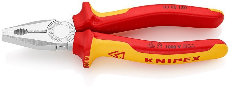 Knipex 0306180 VDE universālās knaibles, 180mm cena un informācija | Rokas instrumenti | 220.lv