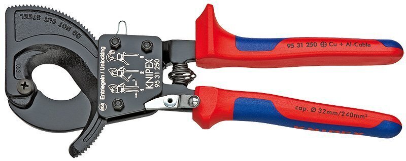 Kabeļu grieznes ar spēka mehānismu D32mm/240mm2 Cu+Al, Knipex цена и информация | Rokas instrumenti | 220.lv