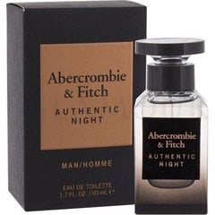 Туалетная вода для мужчины Abercrombie & Fitch Authentic Night EDT Man, 50 мл цена и информация | Мужские духи | 220.lv