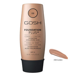 GOSH Foundation Plus+ tonālais krēms 30 ml, Golden цена и информация | Пудры, базы под макияж | 220.lv