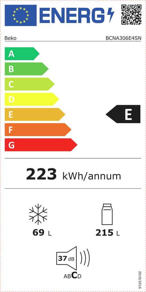 Beko BCNA306E4SN iebūvējams ledusskapis ar saldētavu, 193.50 cm NoFrost cena un informācija | Ledusskapji | 220.lv