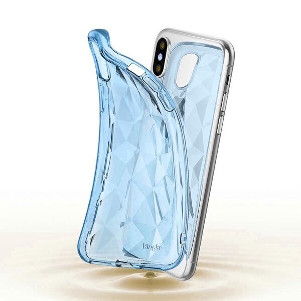 Blun 3D Prism Formas Super Plāns silikona aizmugures maks-apvalks priekš Apple iPhone X / iPhone XS Zils cena