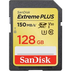 Карта памяти SanDisk SDXC 128 Гб Extreme Plus V30 U3 цена и информация | Карты памяти для фотоаппаратов | 220.lv